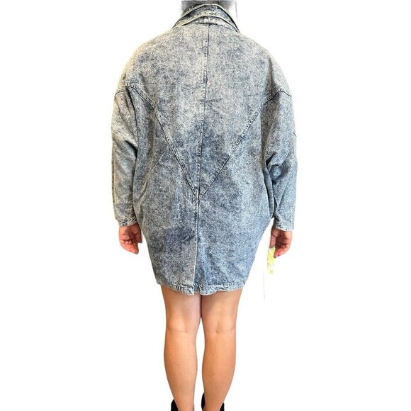 Vtg 80s Acid Washed Embellished Large Jean Jacket Streetwear Fly Oversize USA - Picture 4 of 16